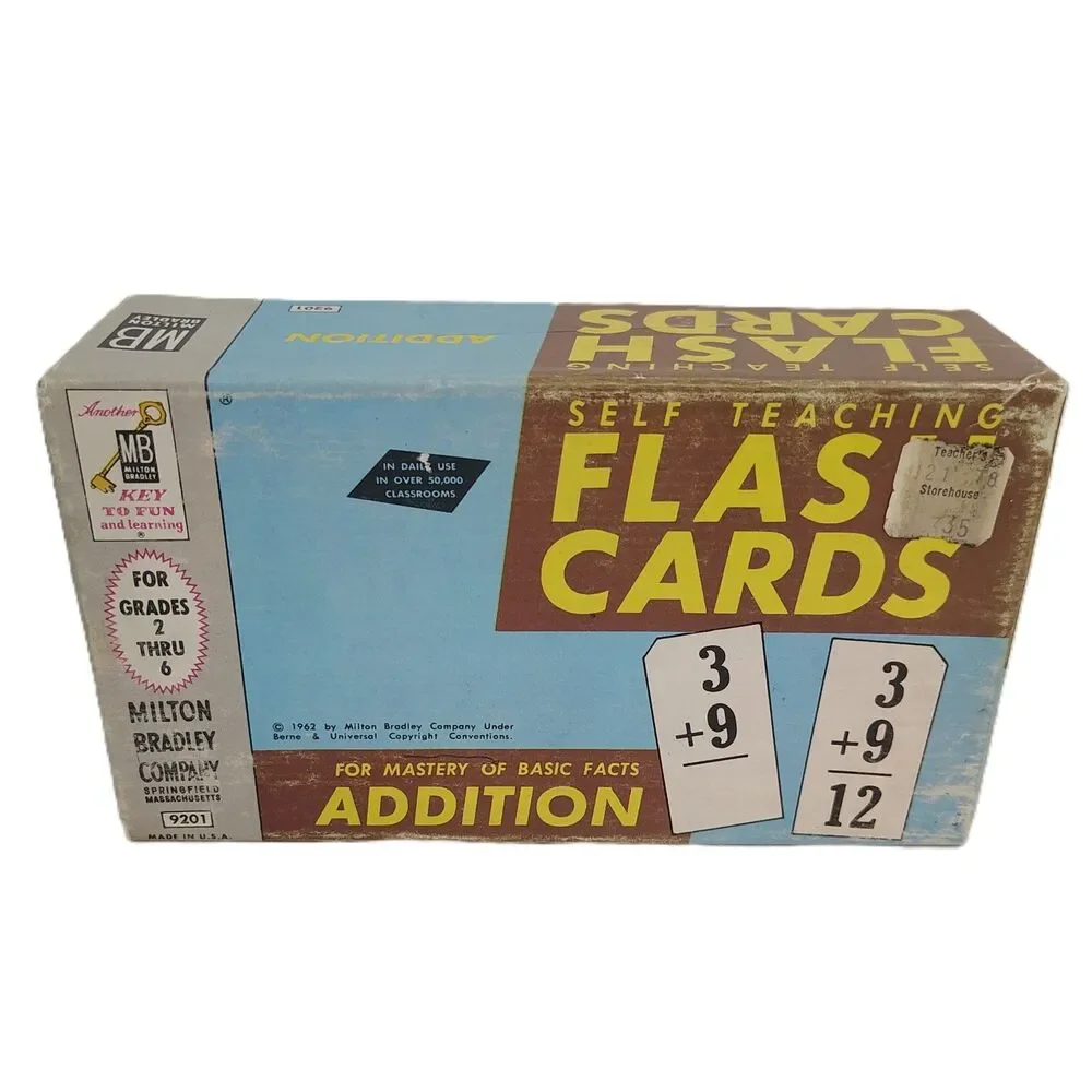 Vintage 1962 Milton Bradley Self Teaching Flash Cards Addition Set Grades 2-6